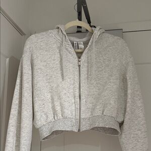 Divided Light Gray Cropped Hoodie